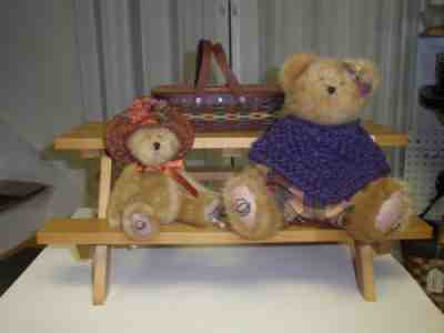 Longaberger Collectors Club PICNIC TABLE, MINI BASKET & 2 BOYDS BEARS, NEW!!