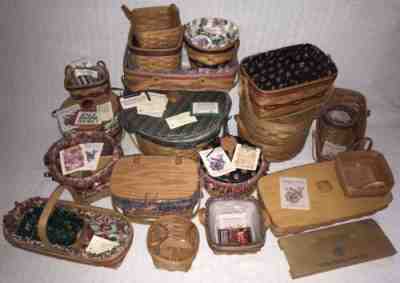 LONGABERGER BASKET LOT Large Vintage Collection Plus Extras Retired Collectors