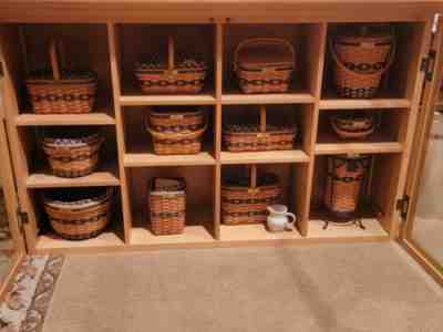 COMPLETE Longaberger J.W. Miniatures Collection WITH Display Cabinet