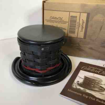 Longaberger Collectors Club Mini Miniature Top Hat Basket Pottery Base & Lid USA