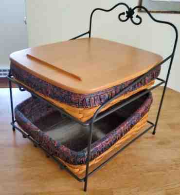 LONGABERGER Wrought Iron Paper Tray Holder Baskets Liners Protectors & Lid