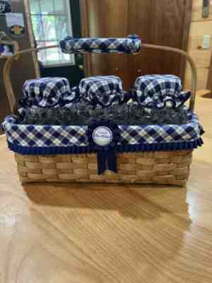 Longaberger Blue Ribbon Canning Pride basket + protector, liner, jars, & Ribbon