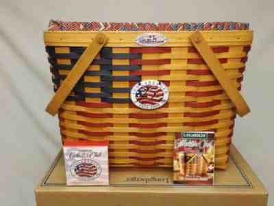 Longaberger 1998 Collectors Club 25th Anniversary Flag Basket NIB Family Signed