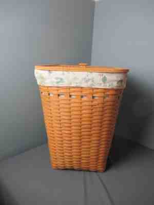 Longaberger Small Waste Basket w/Custom Liner Insert & Crimson