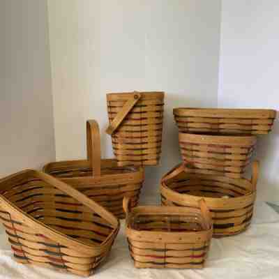 Longaberger Basket Lot 7 Woven Traditions 1990s Spring Berry Veg Darning Peg ++