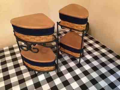 Longaberger complete set of corner baskets with stands, liners and lids