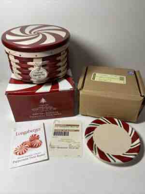 Longaberger 2009 Tree Trimming Peppermint Twist Basket Combo & Set Of 4 Coasters