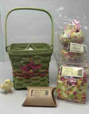 NWT Longaberger 2011 Posy Patch Easter Basket Set & Bunny Plush Complete Set!