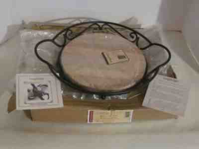 Longaberger Wrought Iron Round Server w/ WoodCrafts Butcher Block Cutting Board