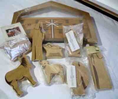 LONGABERGER BASKET Christmas NATIVITY Set 10 PC MAPLE WOODCRAFTS RETIRED NWT