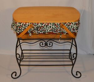 Longaberger 1996 Holiday Hostess Treasures Basket With Wrought Iron Stand Table