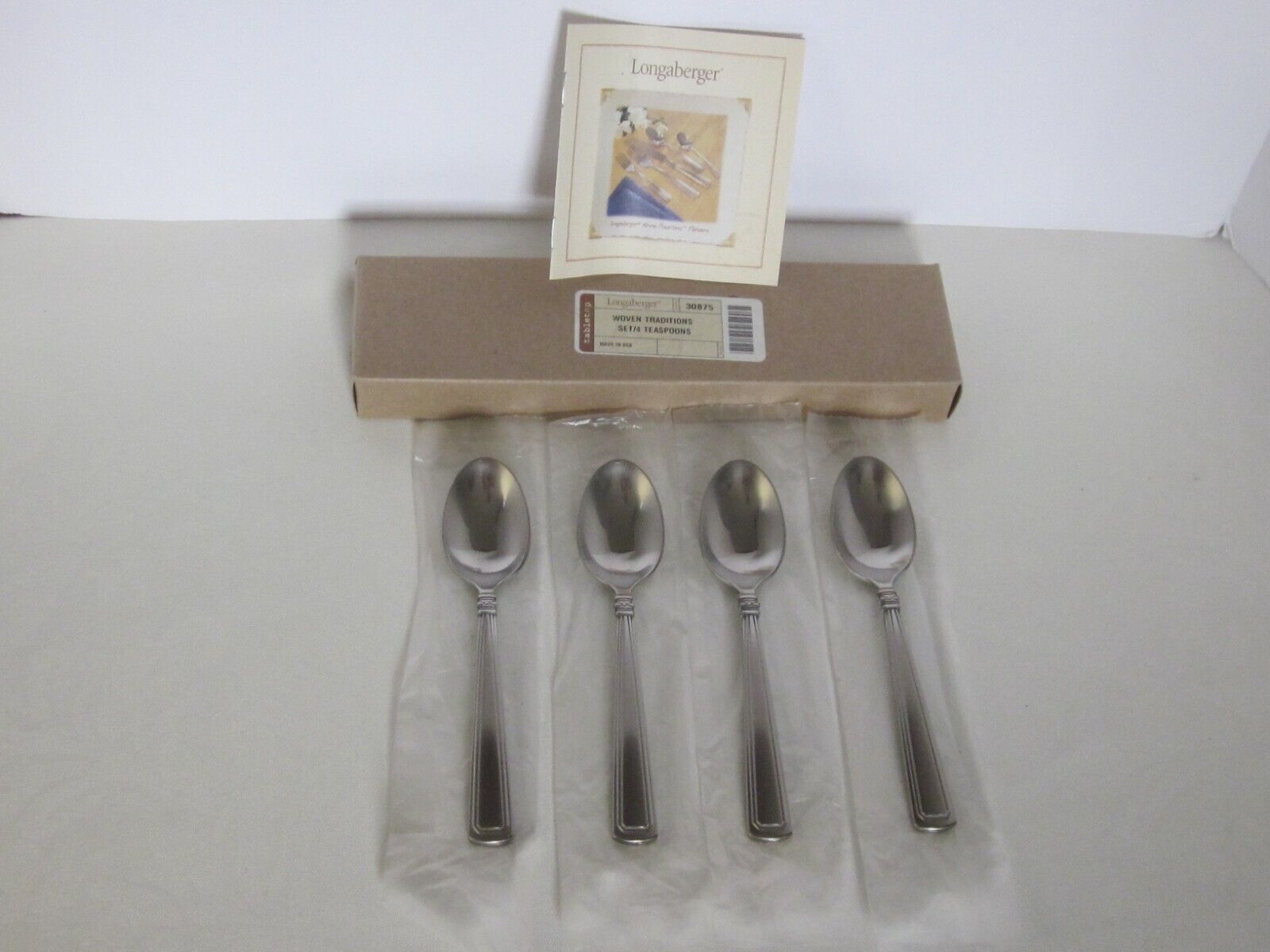 Longaberger Woven Traditions Set of 4 TEASPOONS Flatware #30875 NIB ~ Dining