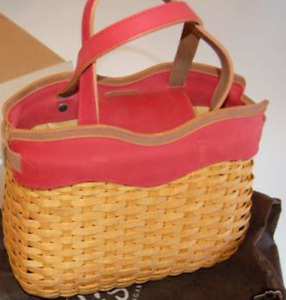 Longaberger Basket Purse EVERYDAY HANDBAG Sisters Red Leather Trim and Handles