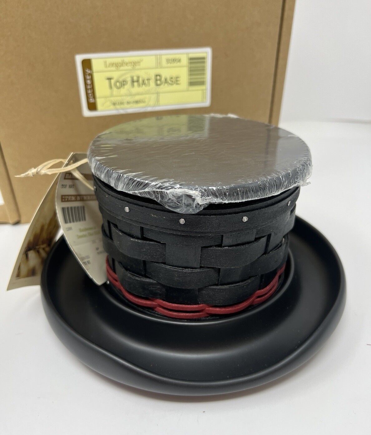 Longaberger Snowman Hat Basket with Protector, Lid and Top Hat Base Retired NEW