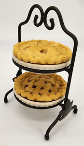 Longaberger Collectors Club Mini Wrought Iron Pie Stand+(2) Plates+(2) Faux Pies