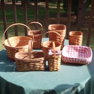 Vintage Lot of 7 Handwoven Different Size LONGABERGER BASKETS +1 Gerald Henn NR