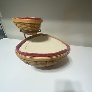 LONGABERGER 2009 Triangle BASKET SET WITH PROTECTORS AND STAND~NEW Chip And Dip