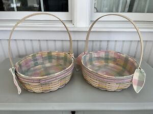 LOT of 2 Longaberger Large Easter Baskets with Liners and Protectors 2000/2001