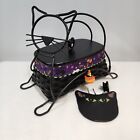 Longaberger 2009 Black Cat Basket+Wrought Iron Cat Lid Liner Prot Face HALLOWEEN