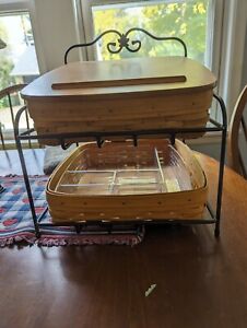 Longaberger  Letter Tray baskets, Plastic tray, Wrought Iron Rack