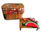 Longaberger 1992 Handwoven Picnic Basket w/ Liner, Riser, S & P Shakers 17x14x11