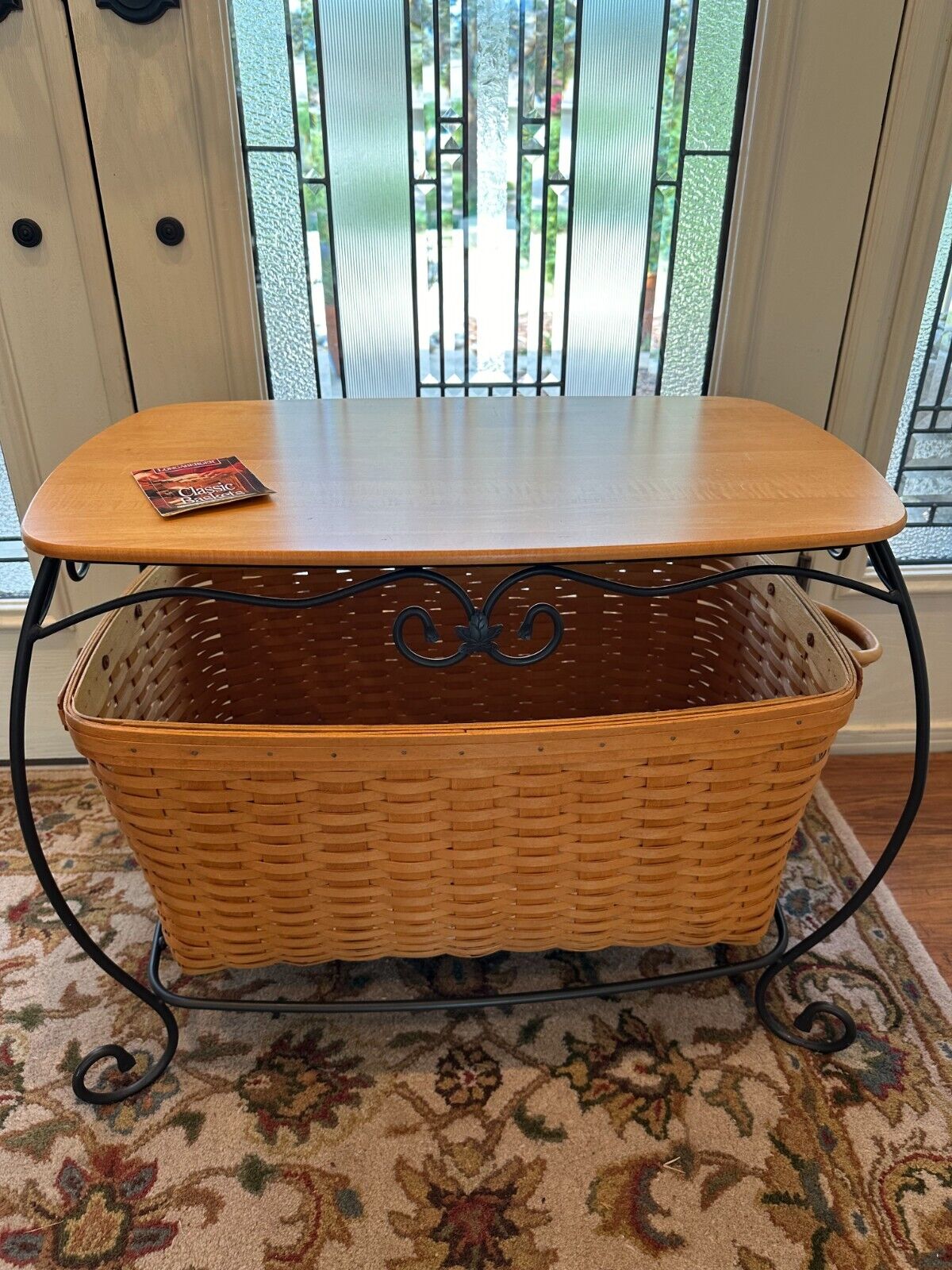 Longaberger  1998 Hostess Hope Chest Basket, Lid, Protector, Foundry Iron Stand