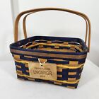 Longaberger 2015 Pennsylvania Cake Basket+License Plate+Riser Blue Gold RARE EUC