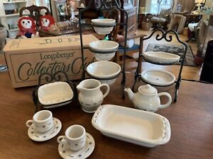 LOT Longaberger  Collectors Club Mini Baking Dishes Wrought Iron Stands 17 PIECE