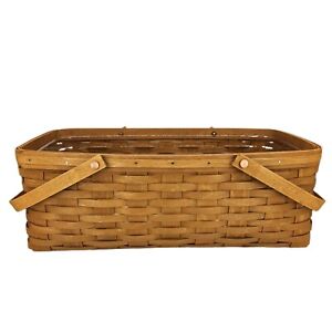 Longaberger 2013 Long Market Basket Warm Brown with Protector FARMHOUSE COUNTRY