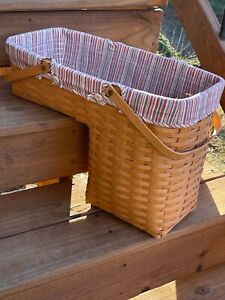 Longaberger 2001 Step it Up Basket Striped Liner + Protector Liner Stairs