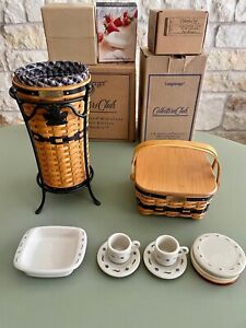 Longaberger Miniature Cups & Saucers, Mini Umbrella & Cake Baskets Plates + More