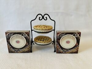 Longaberger Collectors Club Mini Wrought Iron Pie Stand-25th Annv Plates + Pies