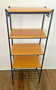 Longaberger Foundry Wrought Iron 5 Tier Stand Rack with 4 Wood Shelves