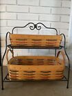 Longaberger Wrought Iron Bakers Rack & Woven Traditions Bread & Pantry Baskets