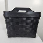 Longaberger RARE Black Leather Crest Magazine Basket Protector MODERN HOME DECOR