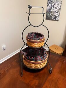 New  Wrought Iron Snowman and Baskets with Liners and Protectors