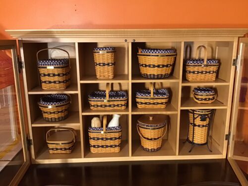 Longaberger JW Wall Cabinet Display & 12 JW Collectors Club Mini baskets & More