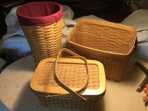 Lot of EIGHT Longaberger Baskets Founders Basket Umbrella Stand Magazine Rack!!!