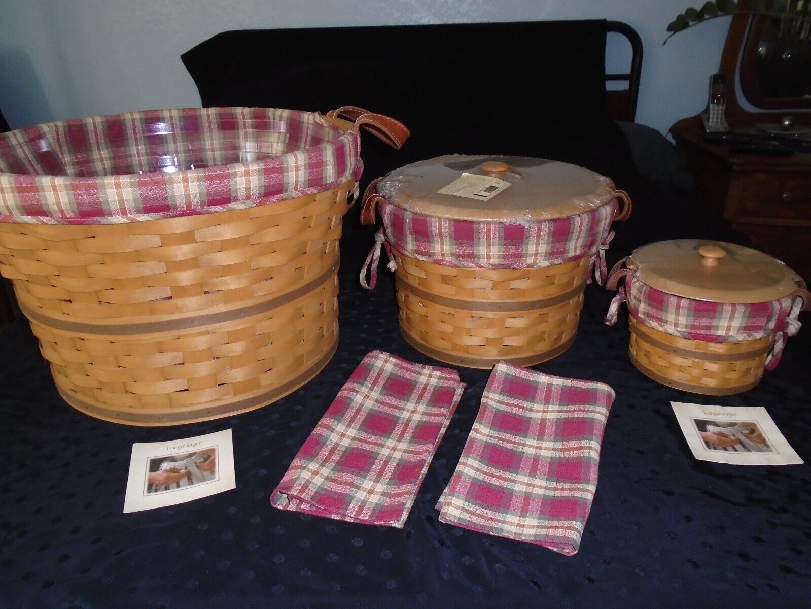 Longaberger Large Medium Small Bushel Basket Lot-Mothers Day-Valentines Baskets