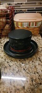 Longaberger Snowman Top Hat Basket with Protector Lid Ceramic Base Retired 2010