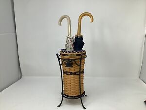 Longaberger CC JW MINI MINIATURE UMBRELLA BASKET, STAND, 2 UMBRELLAS, LINER, PRO