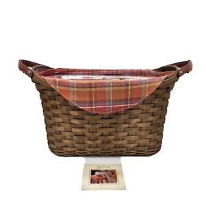 Longaberger 2006 Library Basket Deep Brown Liner Prot  COUNTRY FARMHOUSE CRAFTS