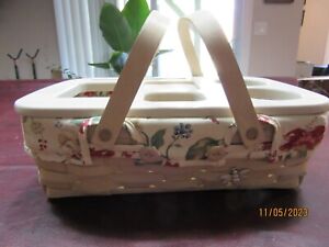 Longaberger White Washed Small Gathering Basket Super Set with NEW Road Trip Lid