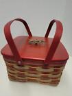 Longaberger Crimson Hill CAKE PIE Basket with Lid Protector and Cake Stand Inser