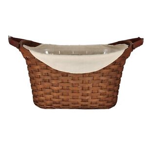 Longaberger 2008 Library Basket Rich Brown+Khaki Liner+Prot. COUNTRY FARMHOUSE