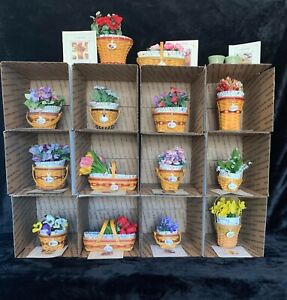 Longaberger Collectors Club Mini Flower Basket Series 14 Baskets/ 2 Flower Pots