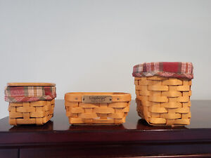 LONGABERGER BUSINESS CARD PEN PAL PENCIL AND PAPER CLIP BASKET COMBO SET