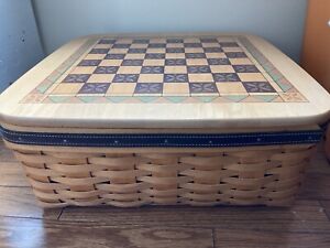 Longaberger 2001 Chess Checkerboard Combo Basket solid Pewter Chess set Father's