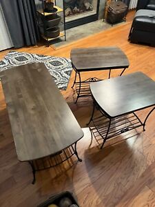 Longaberger Deep Brown 3 pc Side Tables & Coffee Table.  3 pc Matching Set  HTF