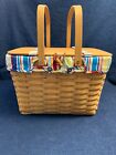 Longaberger 2004 XL Picnic Basket w/Double Swing Handles Striped Liner & Storage